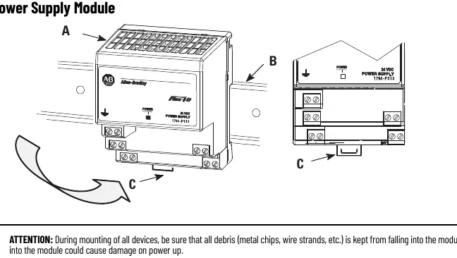 DIN rail mounting procedure
