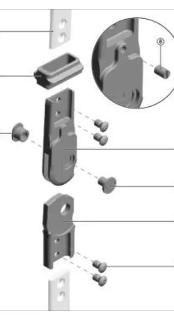 Exploded view of the orthotic knee joint components.