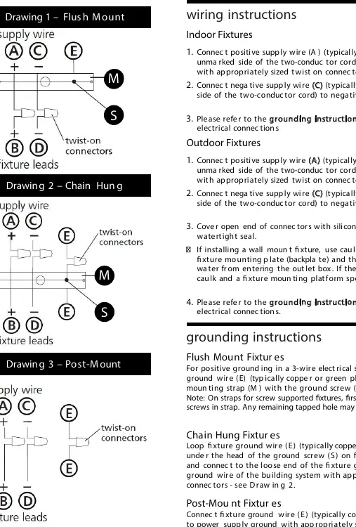 Wiring diagrams for different mounting types