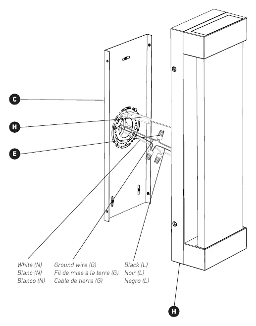 Wiring diagram showing connections for Live, Neutral, and Ground wires.