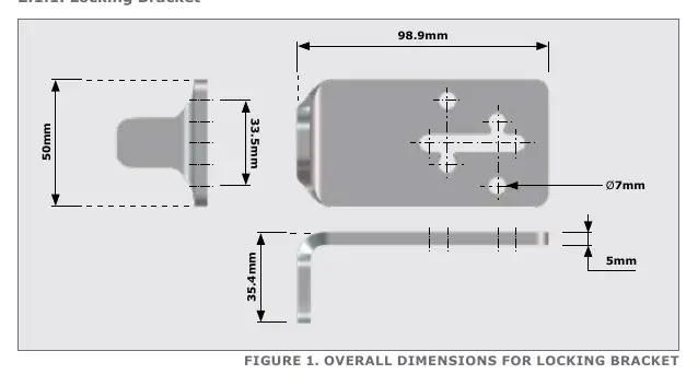 Overall dimensions for Locking and Holding Brackets