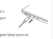 Connecting the AC adapter to the USB-C port.
