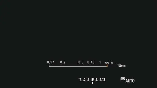 Focusing distance display on the camera monitor.