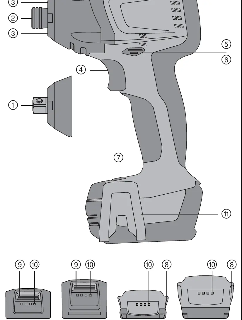 Operating controls and parts diagram