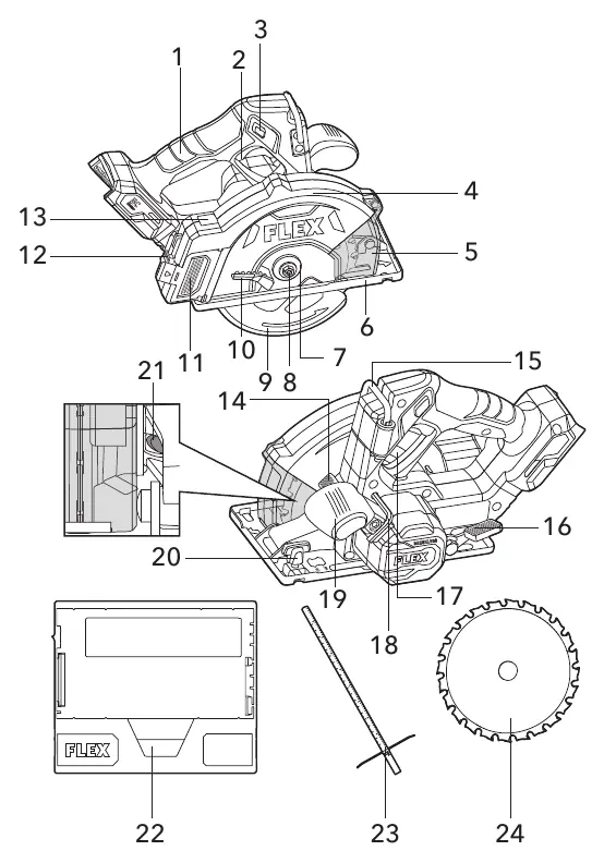Overview of the metal circular saw components