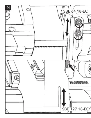 Workpiece guide adjustment (Figure N)