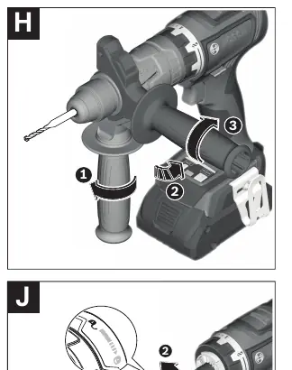 Swivelling the auxiliary handle (H)