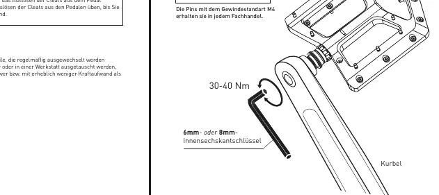 Flat pedal pin and spacer configuration.