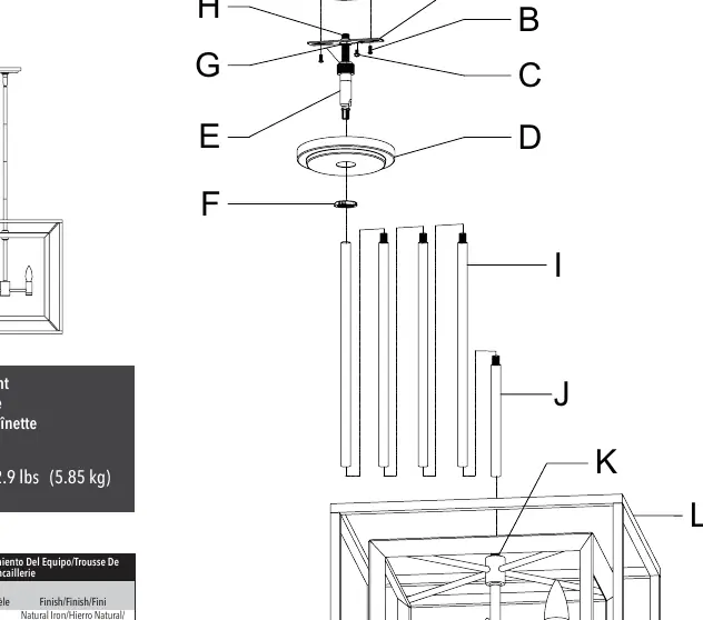 Assembly diagram showing the rod and canopy components.