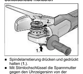 Mounting the grinding wheel