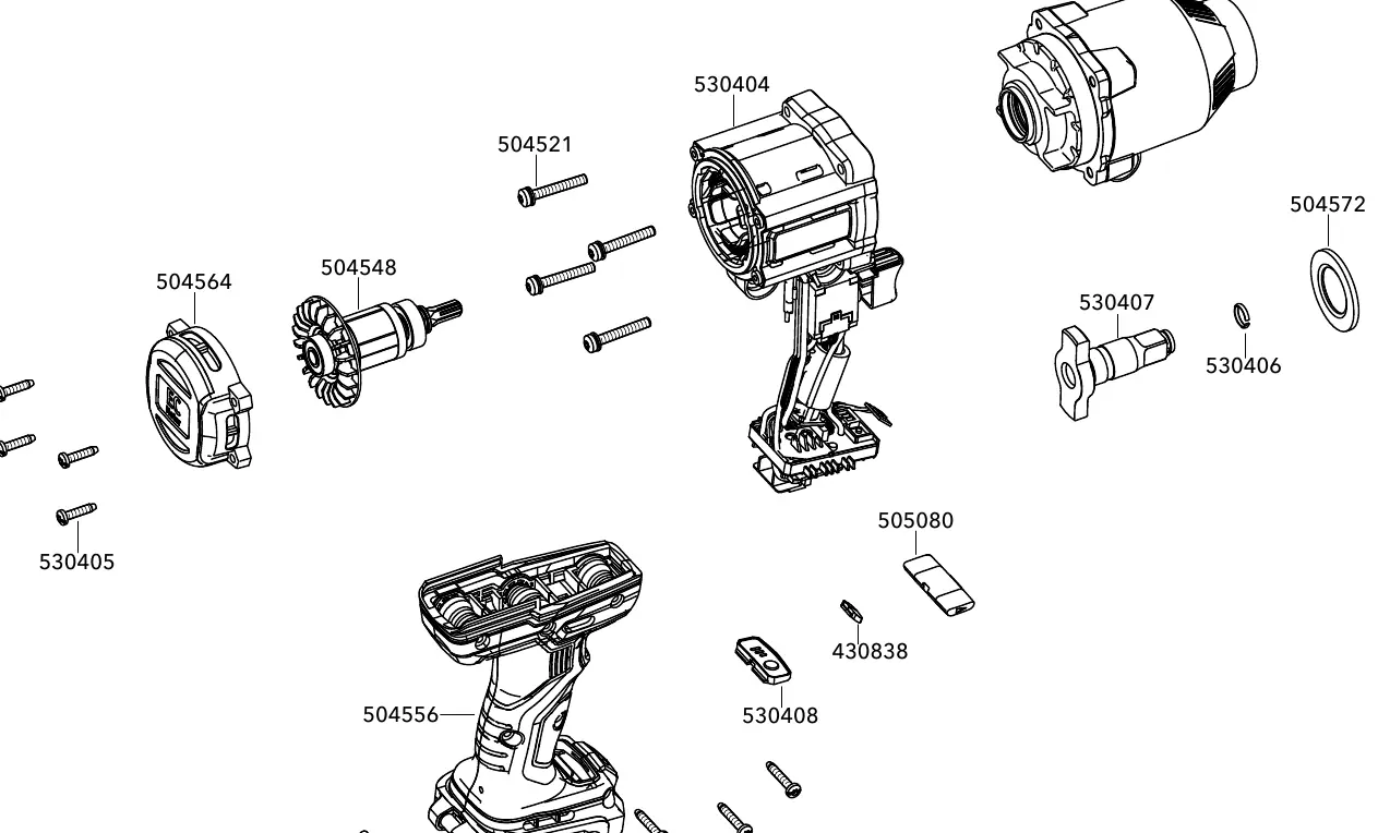 Exploded view of the FLEX IW 1/2" 950 18.0-EC impact wrench showing internal components and assembly structure.