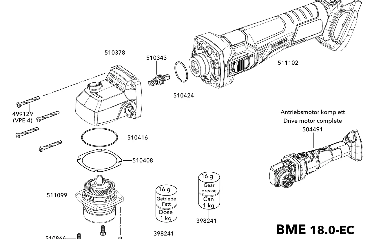 Exploded view of the FLEX BME 18.0-EC
