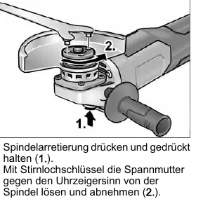 Mounting the grinding wheel