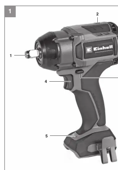 Overview of the impact wrench components.