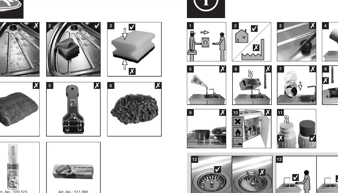 Cleaning and maintenance guidelines for the sink surface.