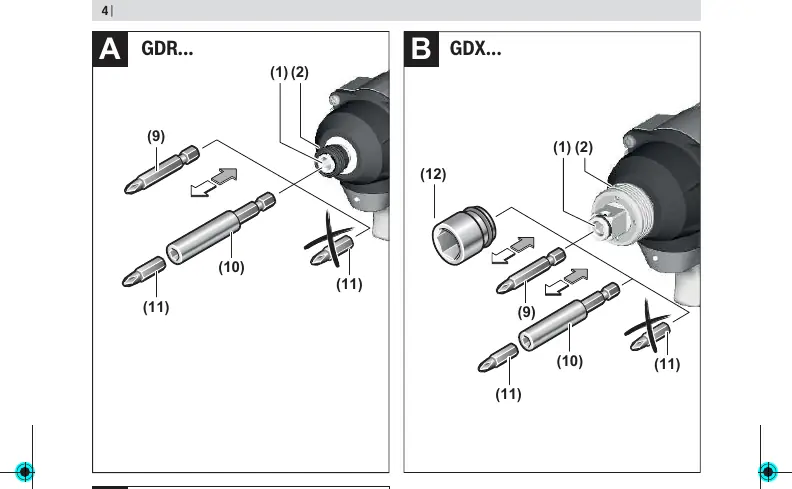 Tool bit installation for GDR and GDX models