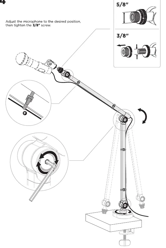 Step 4: Attaching the microphone and adjusting position.
