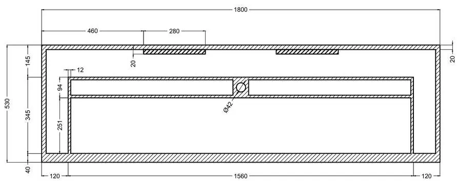 Technical drawing of the basin