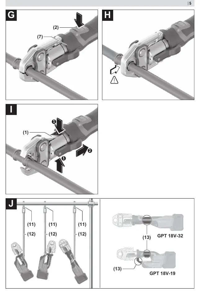 Pressing process (G-I) and fall protection (J)