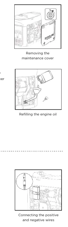 Adding engine oil and battery connection