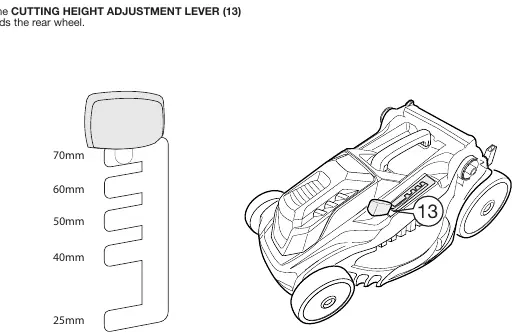 Cutting height adjustment lever
