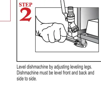 Leveling the dishmachine.