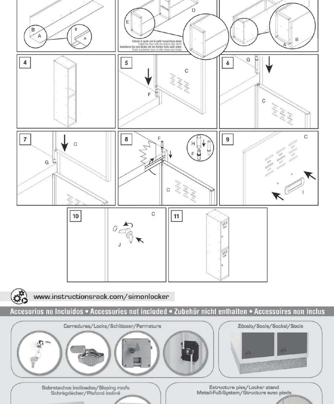 Step-by-step assembly diagram (1-11)