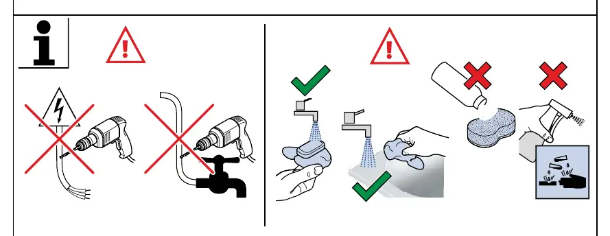 Safety warnings and installation precautions.