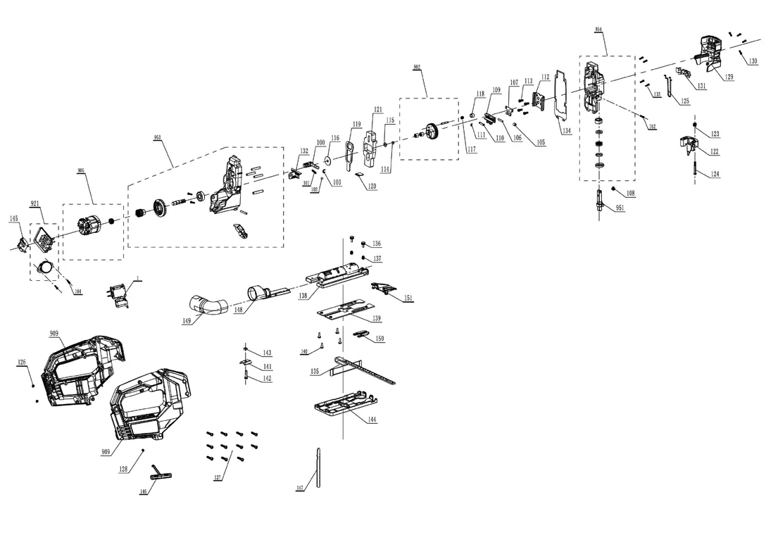 Exploded view of the Einhell TP-JS 18135-LI-BL-SOLO cordless jigsaw
