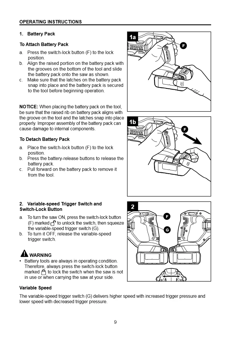 Attaching and detaching the battery pack