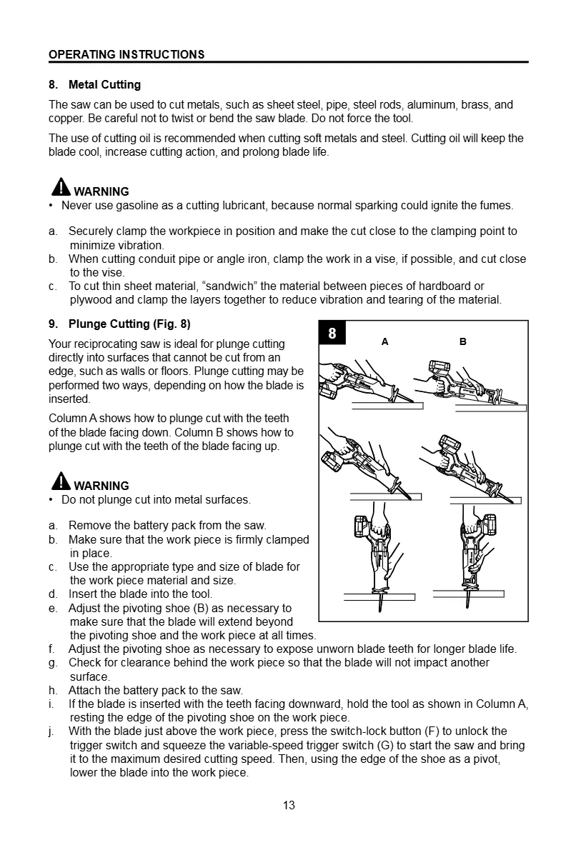 Plunge cutting