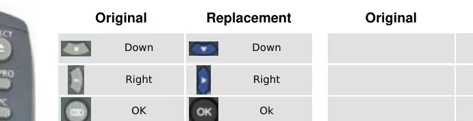 Button mapping table for the Samsung 00017B replacement remote (Part 2)