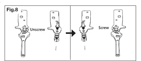 Bottom hinge pin adjustment (Fig.8)