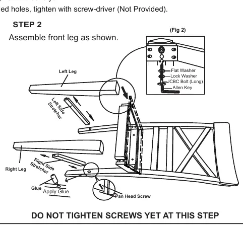 Assembly of the front legs and stretchers.
