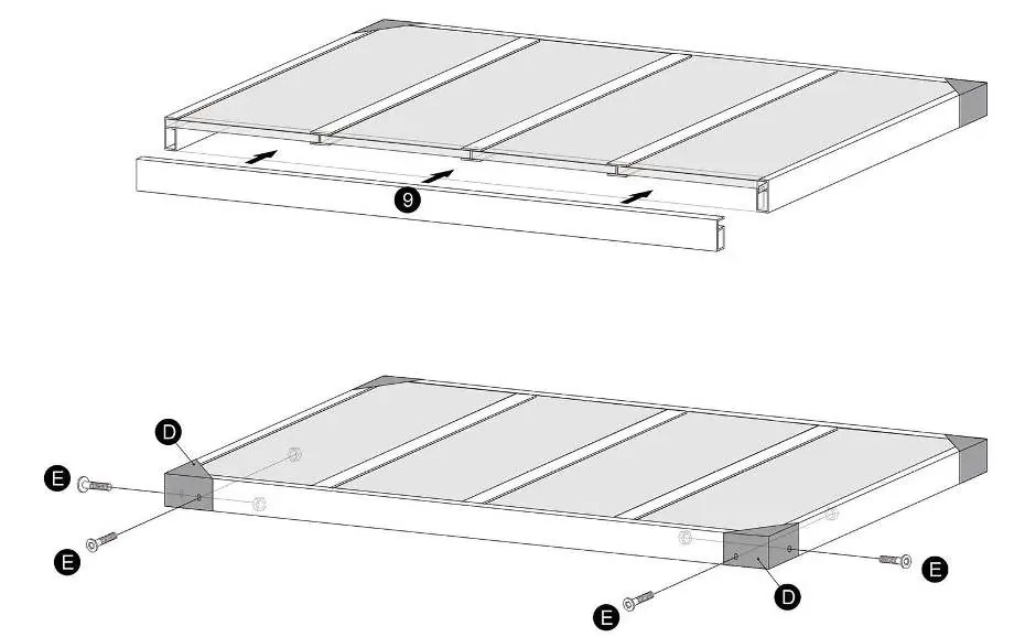 Assemble the roof panel and secure the corner caps.