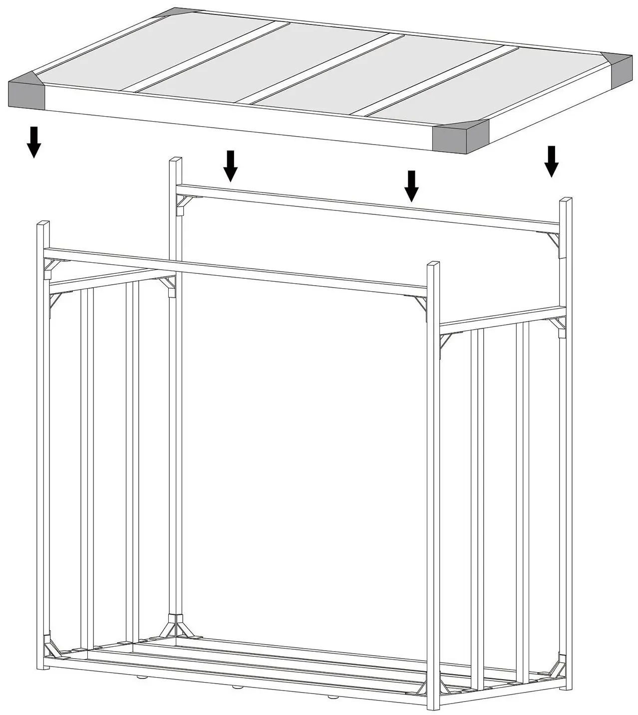 Place the completed roof assembly onto the main frame.