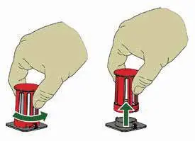 Removing the red cylindrical filter
