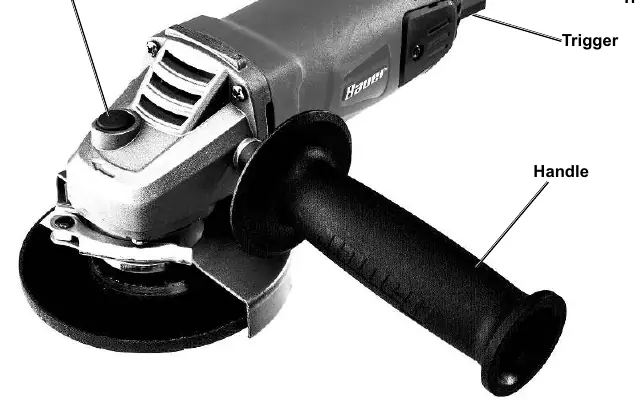 Bauer 8A Angle Grinder controls and functions