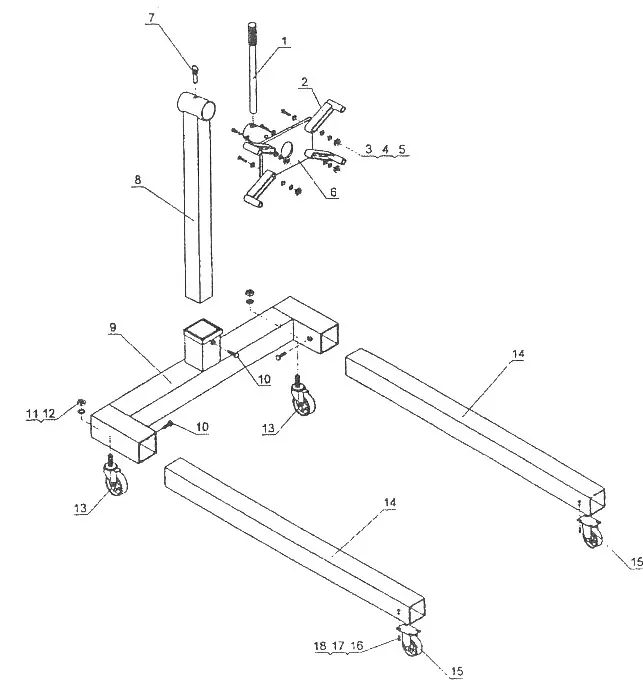 Parts diagram for the 1891T Engine Stand