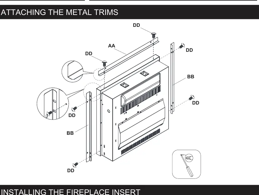 Attaching the metal trims