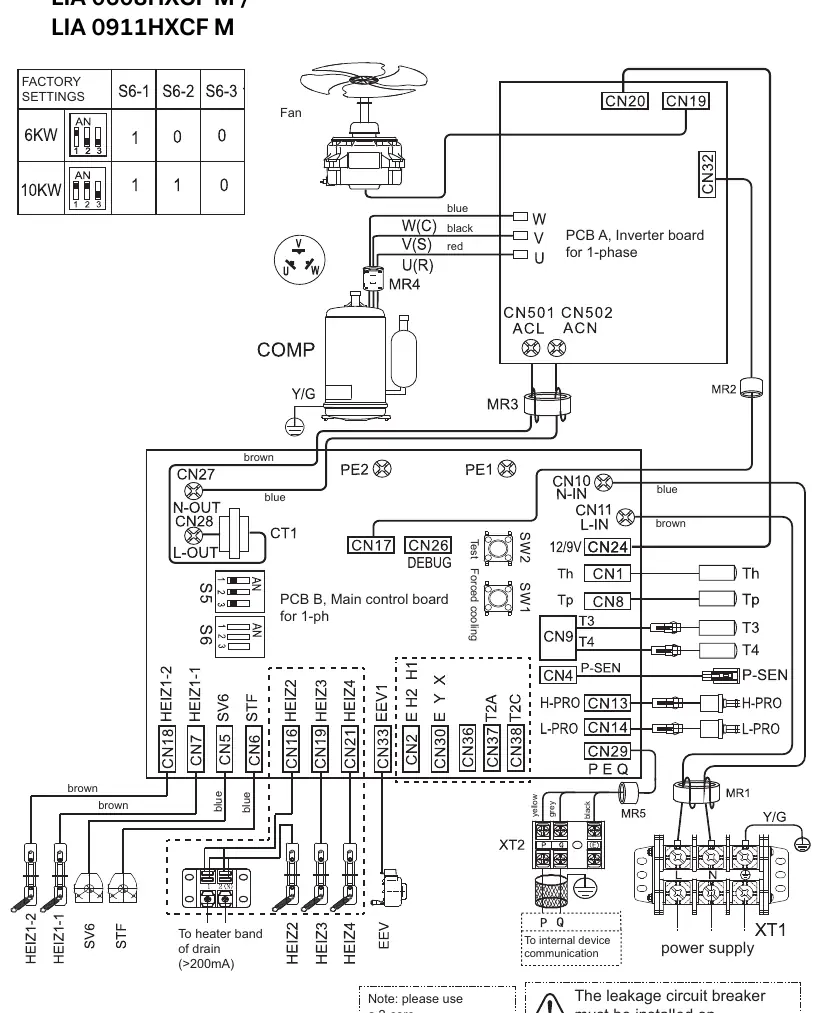 Circuit diagram for 1-phase models