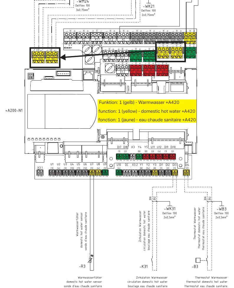 Domestic hot water wiring diagram (+A420)
