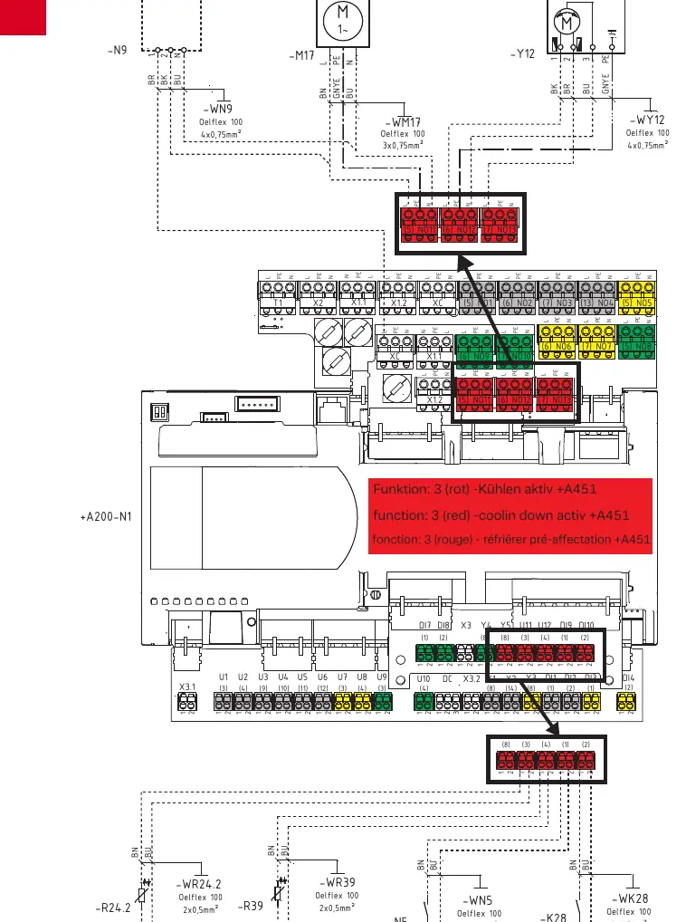 Wiring diagram for cooling function (+A451).