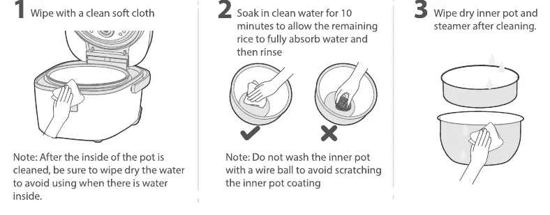 Cleaning the inner pot