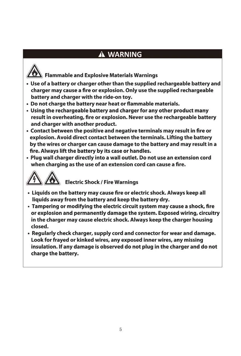 Follow charging safety protocols to prevent fire or electric shock.