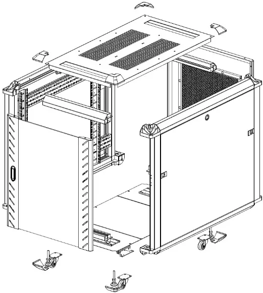 Exploded view of the rack components