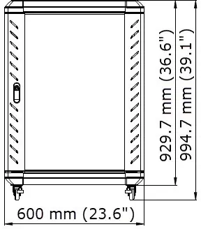 Front view dimensions of the server rack