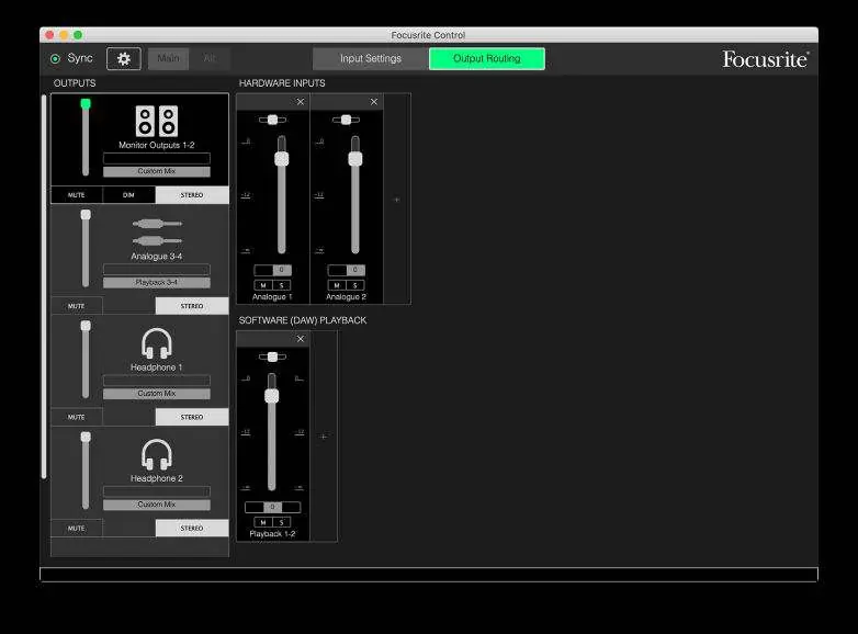 Focusrite Control software interface