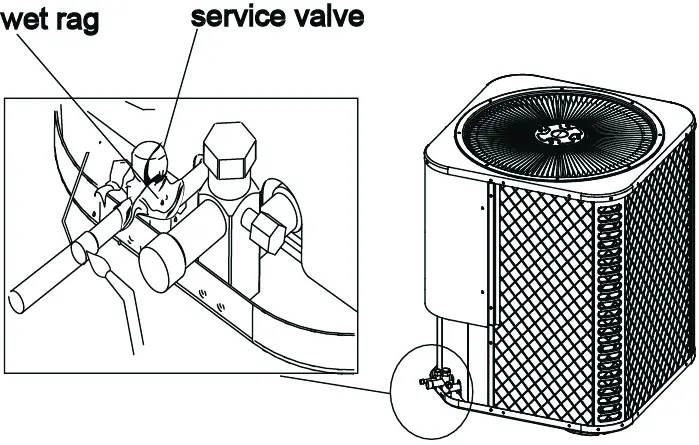 Protecting service valve during brazing