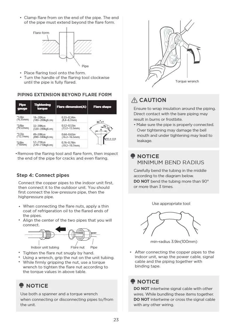 Refrigerant piping connection steps